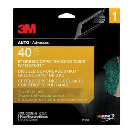 3M 3M Green Corps Sanding Disc with Stikit Attachment, 31550, 40 Grit, 5PK 7000120023